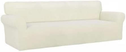 PureFit Stretch Couch Covers for Sofa 4 Seater Slipcovers Ivory | 1-Piece Sofa - Image 5