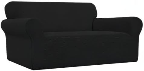 Easy-Going Stretch Loveseat Couch Covers Washable Black | 1-Piece Loveseat - Image 9