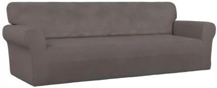 PureFit Stretch Couch Covers for Sofa 4 Seater Slipcovers Taupe | 1-Piece Sofa - Image 8