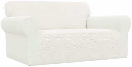 Easy-Going Stretch Oversized Loveseat Couch Covers Washable Cream | 1-Piece - Image 9