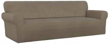 PureFit Stretch Couch Covers for Sofa 4 Seater Slipcovers Natural | 1-Piece - Image 8