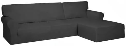 PureFit Stretch Sectional Couch Covers 2 pcs Non Slip L Shape Sofa Cover - Image 8