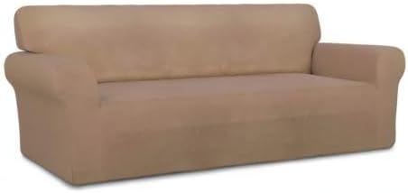 PureFit Stretch Couch Covers for Sofa Large Sofa Slipcovers Camel | 1-Piece - Image 8