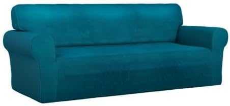 PureFit Stretch Oversized Couch Covers Sofa Slipcovers Peacock Blue | 1-Piece - Image 8