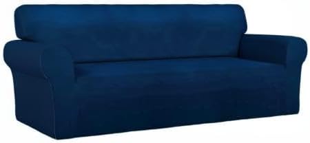 PureFit Stretch Oversized Couch Covers Fleece Sofa Slipcovers Navy | 1-Piece - Image 8