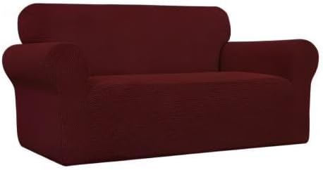 Easy-Going Stretch Oversized Loveseat Couch Covers Washable Wine | 1-Piece - Image 8