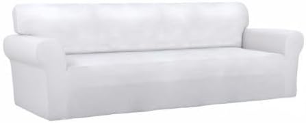 PureFit Stretch Couch Covers for Sofa 4 Seater Slipcovers White | 1-Piece Sofa - Image 8
