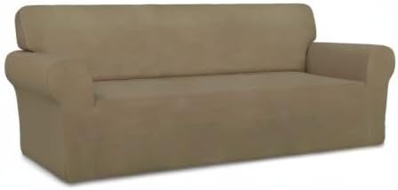 PureFit Stretch Couch Covers for Sofa Large Sofa Slipcovers Tan | 1-Piece Sofa - Image 8