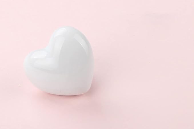 HUAMULAN 15PCS Glossy Ceramic Knobs Heart Shape Cabinet Dresser Pulls Door Handles Cupboard Wardrobe Drawer,White
