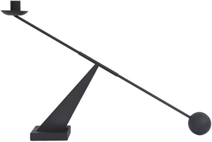 Black Metal Modern Taper Candlestick Holders,Creative Geometric Line Simple Candle Stands Decorative,Long Decorative Candle Holders for Table Centerpiece (Black)