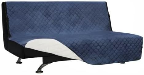 Easy-Going Reversible Couch Cover, Large Futon Sofa, Dark Blue/Ivory | Machine - Image 8