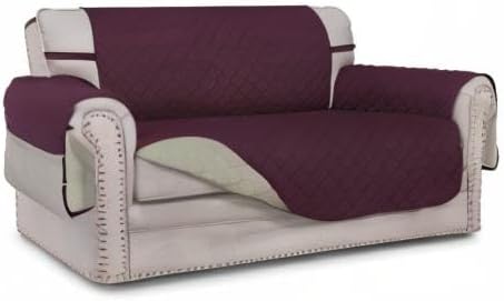 Easy-Going Reversible Couch Cover, 2 Cushion Sofa, Wine/Beige | Machine - Image 10