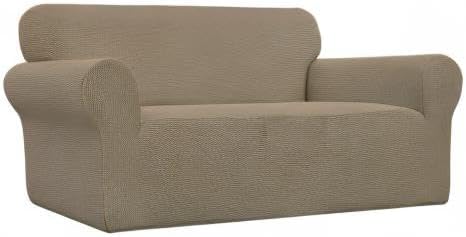 Easy-Going Stretch Oversized Loveseat Couch Covers Washable Tan | 1-Piece Large - Image 9
