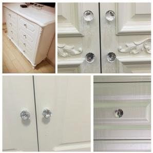 10 Pcs 30mm Silver Plated Base Diamond Shape Crystal Glass Cabinet Knob Drawer Knob Pull Handle Used for Kitchen, Dresser, Door, Cupboard (Azure)