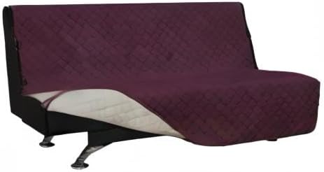 Easy-Going Reversible Couch Cover, Large Futon Sofa, Wine/Beige | Machine - Image 10
