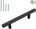 homdiy Black Drawer Pulls Cabinet Handles 10Pack - HD201BK Cabinet Door Handles 4-1/2 in Hole Centers Cabinet Hardware Modern Cabinet Pulls for Kitchen Cabintes