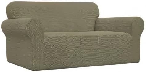 Easy-Going Stretch Loveseat Couch Covers Washable Khaki | 1-Piece Loveseat - Image 8