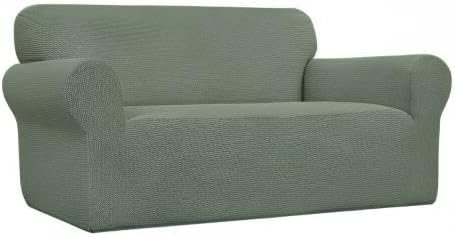 Easy-Going Stretch Loveseat Couch Covers Washable Greyish Green | 1-Piece - Image 9