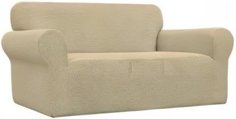 Easy-Going Stretch Oversized Loveseat Couch Covers Washable Beige | 1-Piece - Image 8