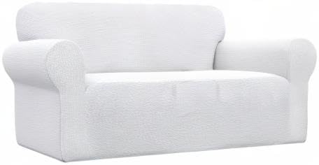 Easy-Going Stretch Loveseat Couch Covers Washable Snow White | 1-Piece Loveseat - Image 9