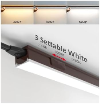 Under Cabinet Lighting Plug in, 16 Inch 1 Pc, Linkable AC120V 3CCT 3000K/4000K/5000K Ultra Slim, LED Under Cabinet Lights for Counter Light, Kitchen, Shelf, Sink, Workshop, Desk, Bronze