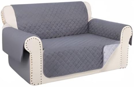 Reversible 45" Small Loveseat Sofa Covers, Dark Grey/Grey | Loveseat Covers - Image 8