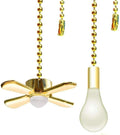 Ceiling Fan Pull Chain, 13.6 Inches Fan Pulls Set with Connector, 2 PCS Beaded Ball Fan Pull Chain- Brass