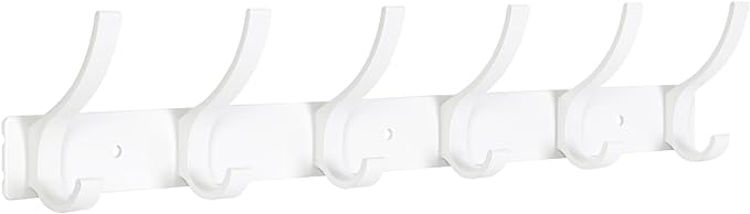 Coat Rack Wall Mount, Coat Hook Wall Mount, Wall Hooks for Hanging, Hat Rack for Walls, Coats Hanger with 12 Hook, Towel Hooks for Bathrooms (1 Pack, White)
