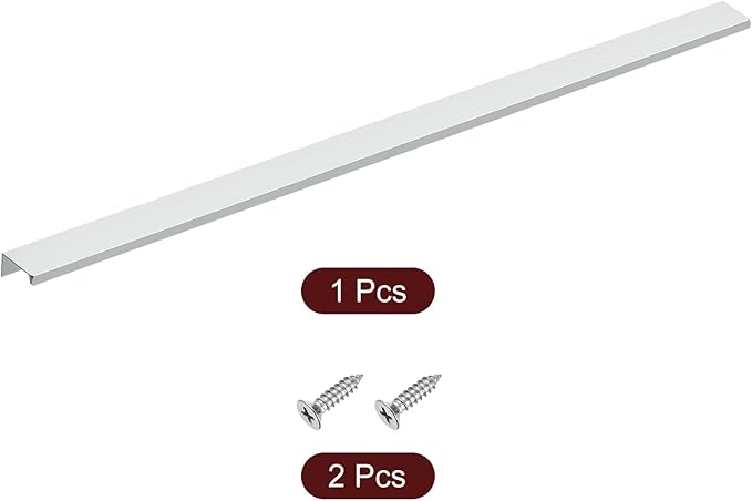 uxcell Cabinet Finger Edge Pull, 1pcs 600mm / 23.62" Aluminum Alloy Back Mount Hidden Cabinet Pulls Concealed Handle for Home Kitchen Drawer Cabinet, Silver