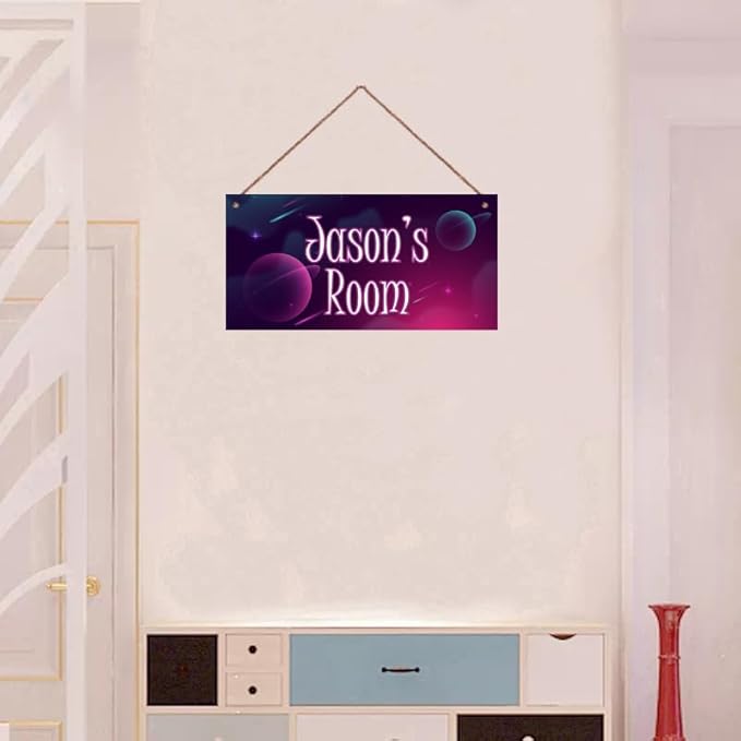 Personalized Sign Planet Decor For Boys Room, Stars Themed Kids Bedroom Decor, Outer Space Wall Art Décor for Little Man Cave, Universe Decorations For Girls Room Nursery Baby Playroom