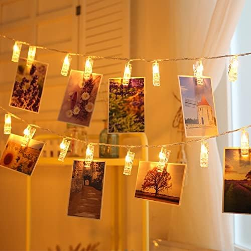 40 LED Photo Clip Fairy Lights LED Twinkle Lights Starry Lights for Home Bedroom Halloween Thanksgiving Christmas Party Wedding Decor (14ft, Warm White)