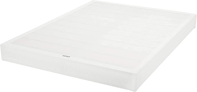 Amazon Basics Smart Box Spring Bed Base, 7-Inch Height Mattress Foundation, Tool-Free Easy Assembly, King, 79"L x 75.5"W x 7"H, White