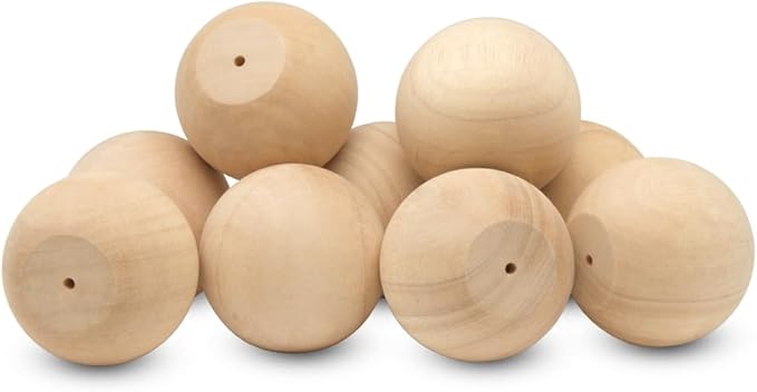 Wood Knobs, 3 Inch Round Natural Wood Drawer Pulls, Pack of 50 Unfinished Wooden Drawer Knobs, Ball Shaped Wood Cabinet Knobs, Nursery Dresser Knobs, Wood Door Knobs and Crafts