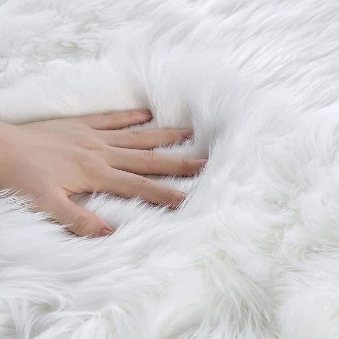ORINOVA White Faux Sheepskin Shaggy Fur Rug - Image 8
