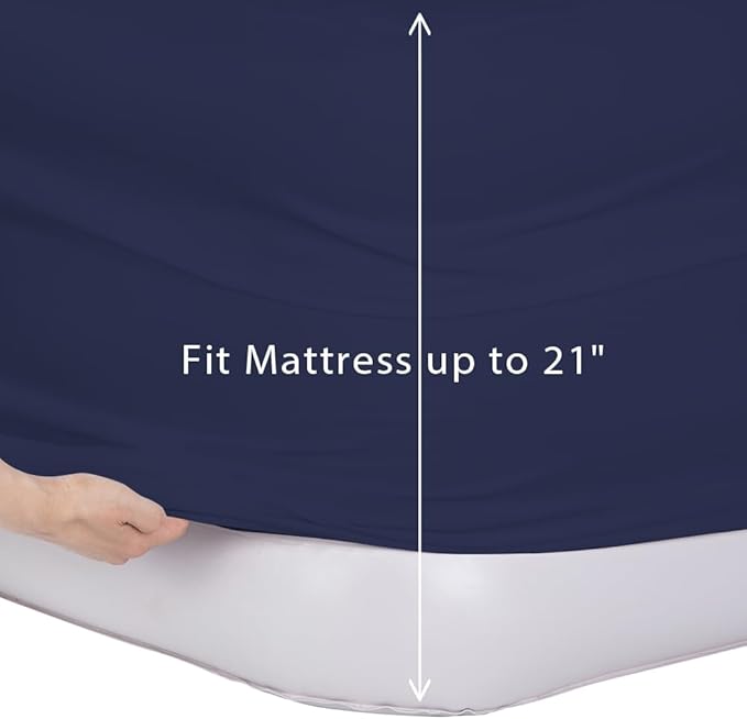 Bedecor Air Bed Sheets for Mattress Cover Removable Bed and Elastic Band Super Soft and Breathable & Deep up to 21" Blue Full