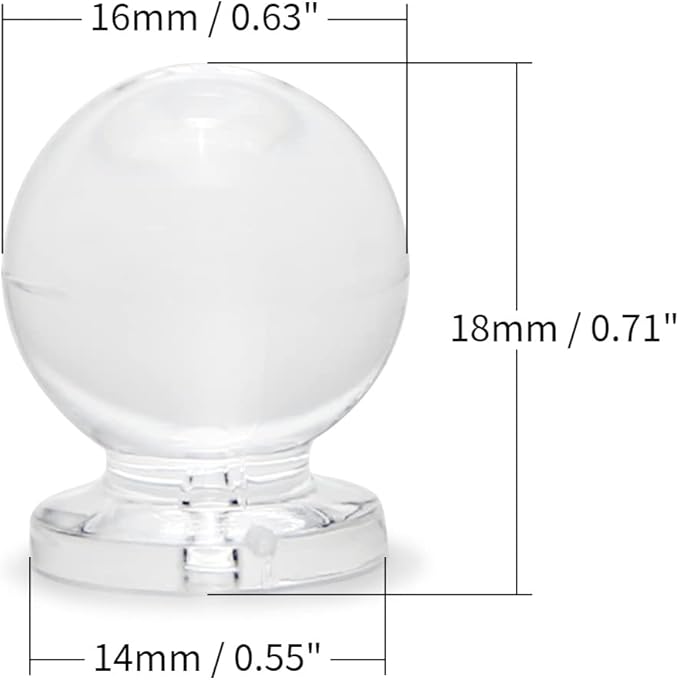 MroMax Tiny Pull Handle Round Acrylic Mini Knob 16mm Diameter Small Size Clear Shiny Knob Cute Decoration for Jewelry Box, Gift Case and Makeup Box 2Pcs