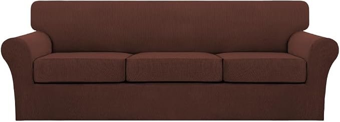 Turquoize 4 Piece Sofa Covers for 3 Cushion Couch Sofa Slipcover Soft Couch by Turquoize