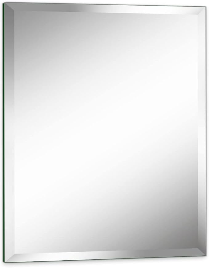 16"x20" Frameless Rectangle Wall Mirror with 1 inch Beveled Edge for Bathroom Vanity