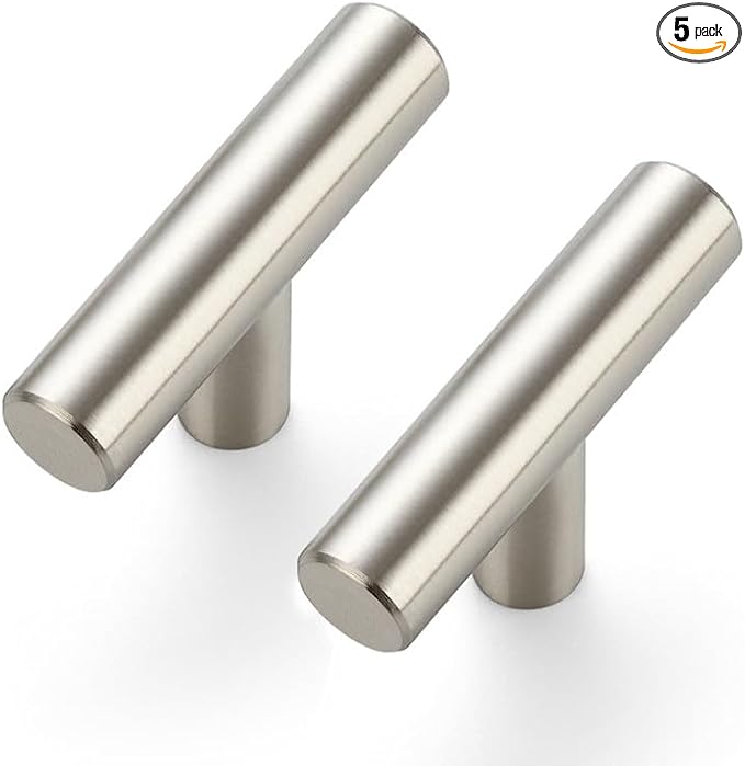 JOY DECOR 5 Pack Cabinet Knobs, Brushed Nickel Cabinet Handles, 2in Kitchen Cabient Knobs, Single Hole Drawer Knobs for Dresser Drawers