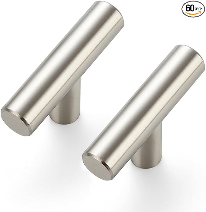 JOY DECOR 60 Pack Cabinet Knobs, Brushed Nickel Cabinet Handles, 2in Kitchen Cabient Knobs, Single Hole Drawer Knobs for Dresser Drawers