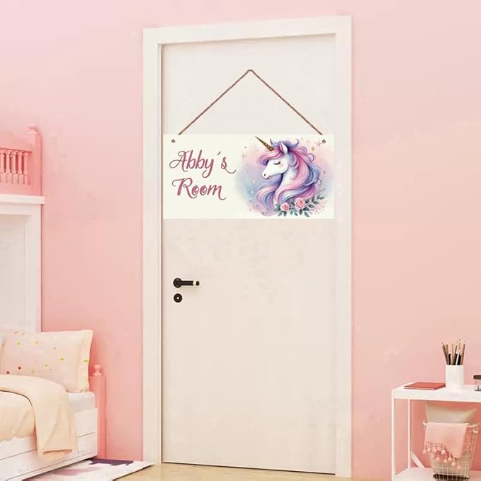 Personalized Sign Cute Unicorn Wall Decor Beautiful Decoration for Home Kitchen Bar Garage Vintage Retro Poster Plaque Decor for Kids Room Nursery Wall Decorations Stuff