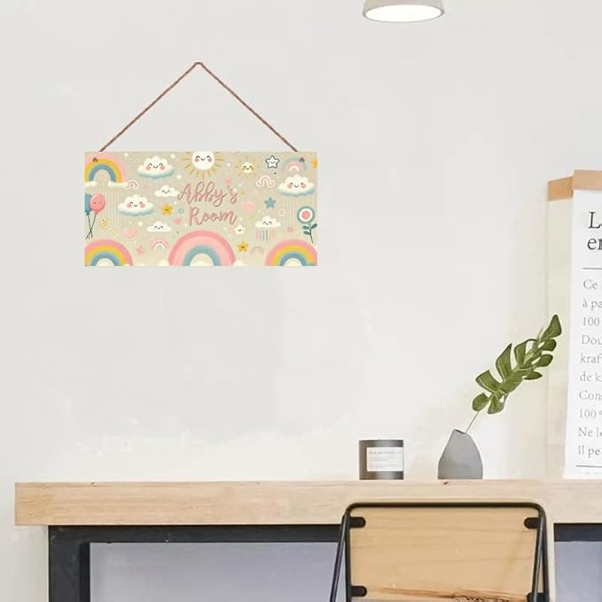 Personalized Sign Rainbow Sun Cloud Wall Decor Beautiful Decoration for Home Kitchen Bar Garage Vintage Retro Poster Plaque Decor for Kids Room Nursery Wall Decorations Stuff