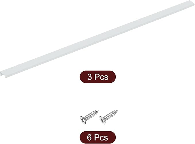 uxcell Cabinet Finger Edge Pull, 3pcs 800mm / 31.5" Aluminum Alloy Back Mount Hidden Cabinet Pulls Concealed Handle for Home Kitchen Drawer Cabinet, White