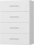ROOMTEC 31.5" 4 Drawer Short Tower Closet Unit, Modular Closet System with Drawers and Shelf, Wardrobe Organizer for Bedroom or Walk-in Closet, Wall Mounted, Customizable Clothes Storage Unit, White