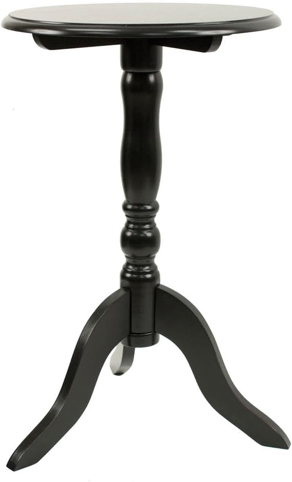 Decor Therapy Simplify Round Pedestal Accent Side Table, Chic & Compact MDF Furniture for Traditional Stylish Spaces - Black - (15" x 15" x 24")