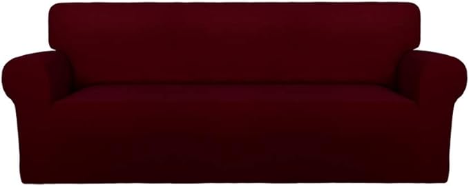 PureFit Stretch Oversized Couch Covers Fleece Sofa Slipcovers Wine | 1-Piece by PureFit