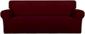 PureFit Stretch Oversized Couch Covers Fleece Sofa Slipcovers Wine | 1-Piece by PureFit