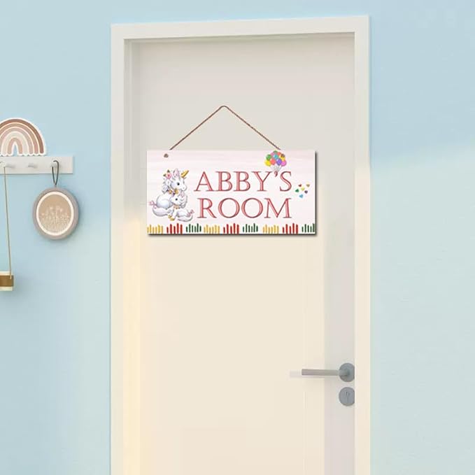 Personalized Signs Unicorn Sign, Lovely Quirky And Unique Unicorn Girls Room Sign Unicorn Rainbow Wall Decor for Kids Room Baby Nursery Boys Bedroom Little Man Cave