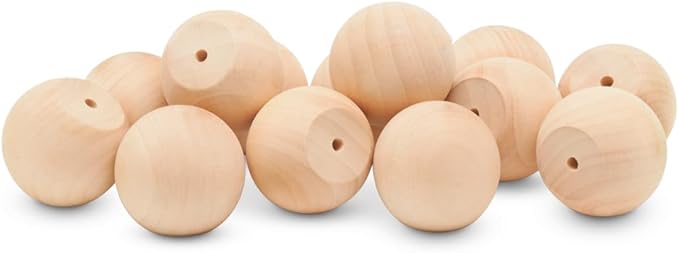 Wood Knobs, 1-3/4 Inch Round Natural Wood Drawer Pulls, Pack of 50 Unfinished Wooden Drawer Knobs, Ball Shaped Wood Cabinet Knobs, Nursery Dresser Knobs, Wood Door Knobs and Crafts