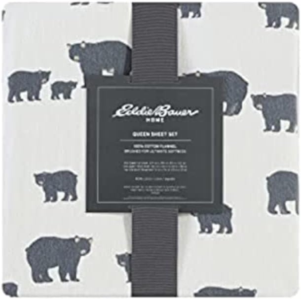Eddie Bauer - Sheets, Cotton Flannel Bedding Set, Brushed for Extra Softness, Cozy Home Decor (Beacon Hill Ivory, King)